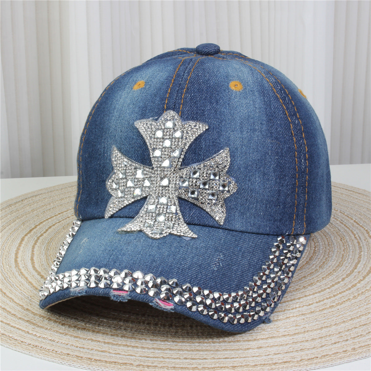 Wholesale British Denim Diamond Casual Baseball Cap